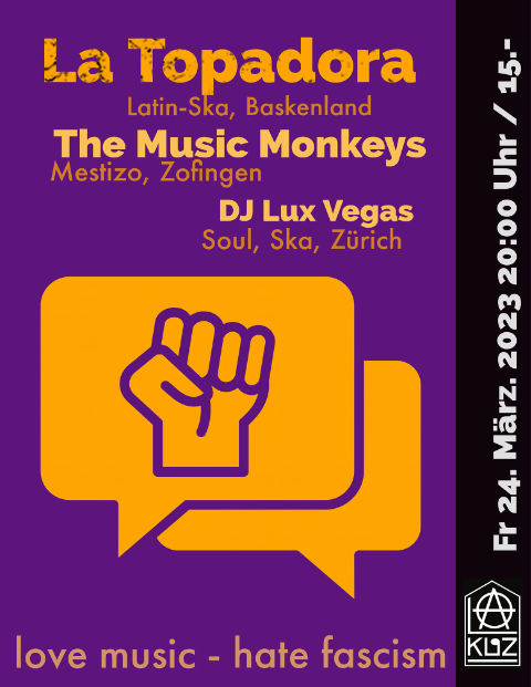 Flyer La Topadora / Music Monkeys / Lux Vegas